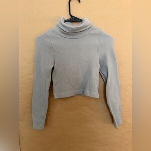 Women's Gray Cropped Turtleneck Sweater